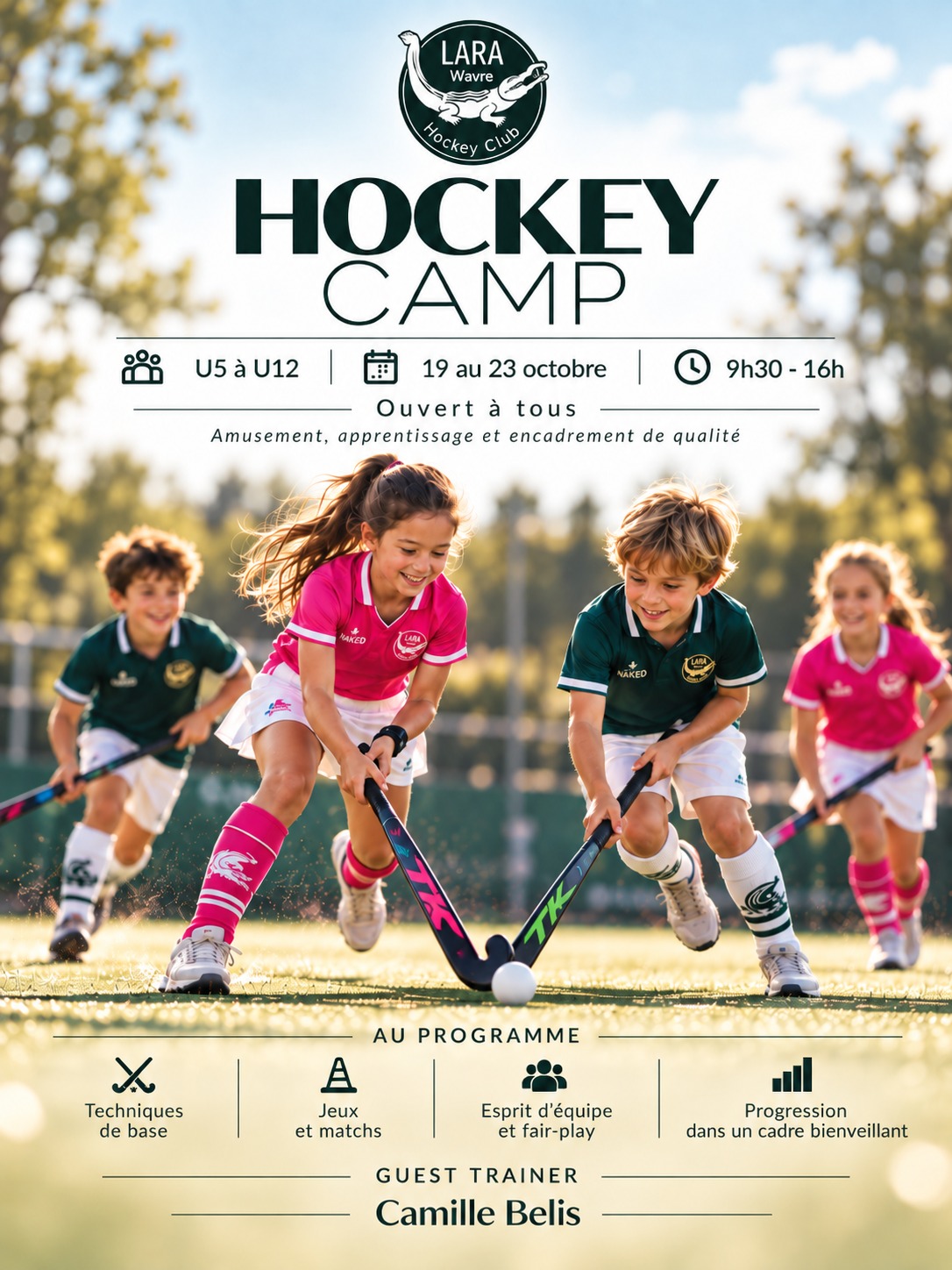 Affiche du Hockey Camp — stage de Toussaint, U5 à U12, du 19 au 23 octobre